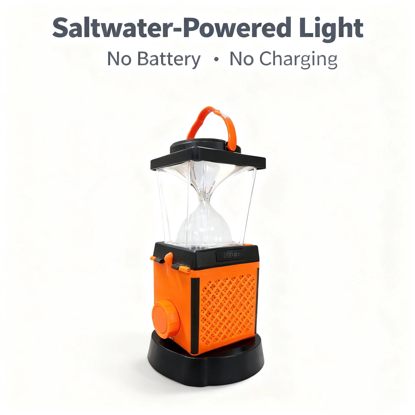 Saltwater activated emergency LED lamp with battery-free design and instant lighting